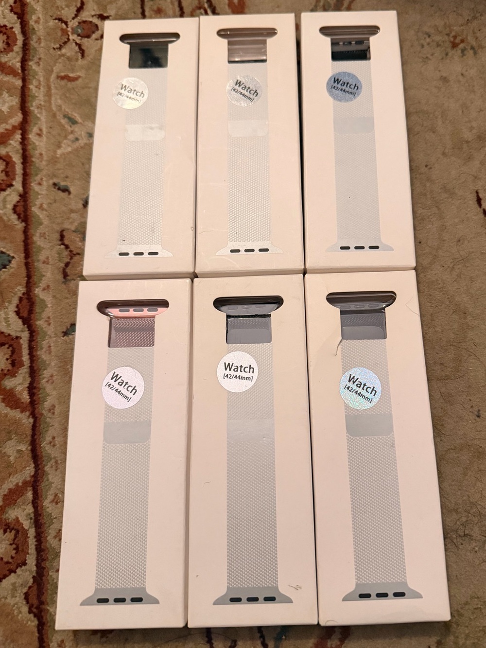 Apple Watch Mesh Band, Set Of 6, 42/44/46mm, Black, Rose Gold, New & Used